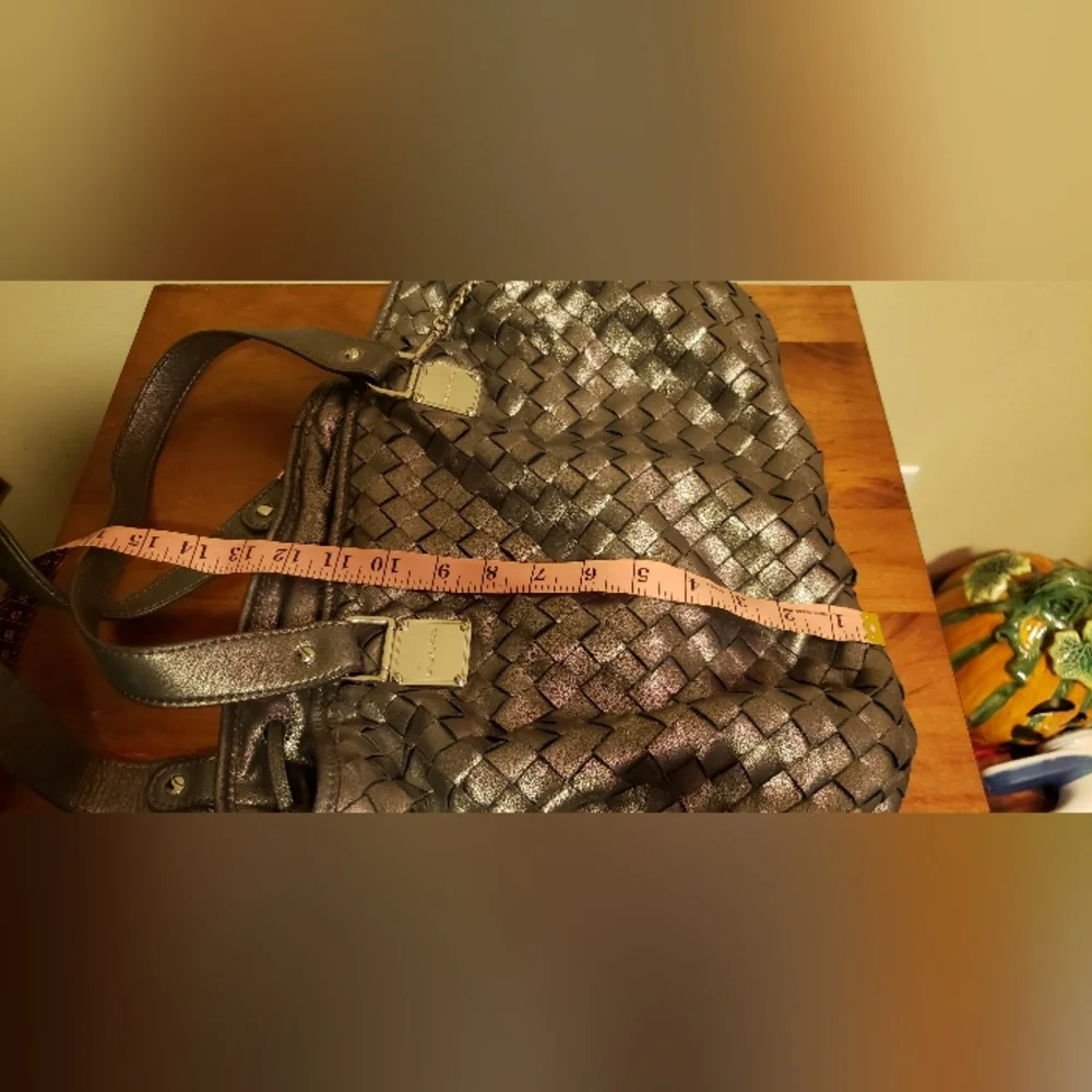 Michael Kors Shimmering Silver Woven Shoulder Bag